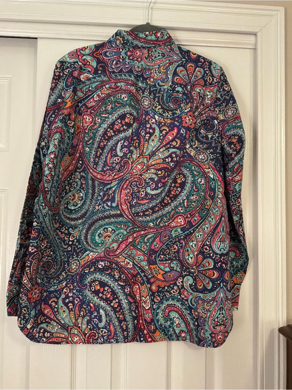 Lands End Paisley Blouse in Teal, Navy & Coral - Picture 5 of 5